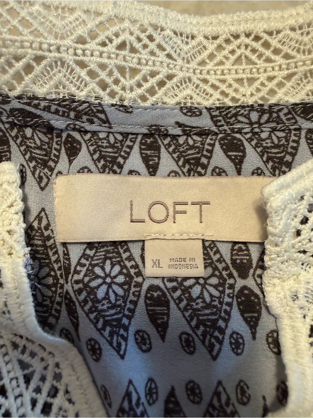 LOFT White Floral Boho floral blouse with Red & Olive Accents - Picture 5 of 8